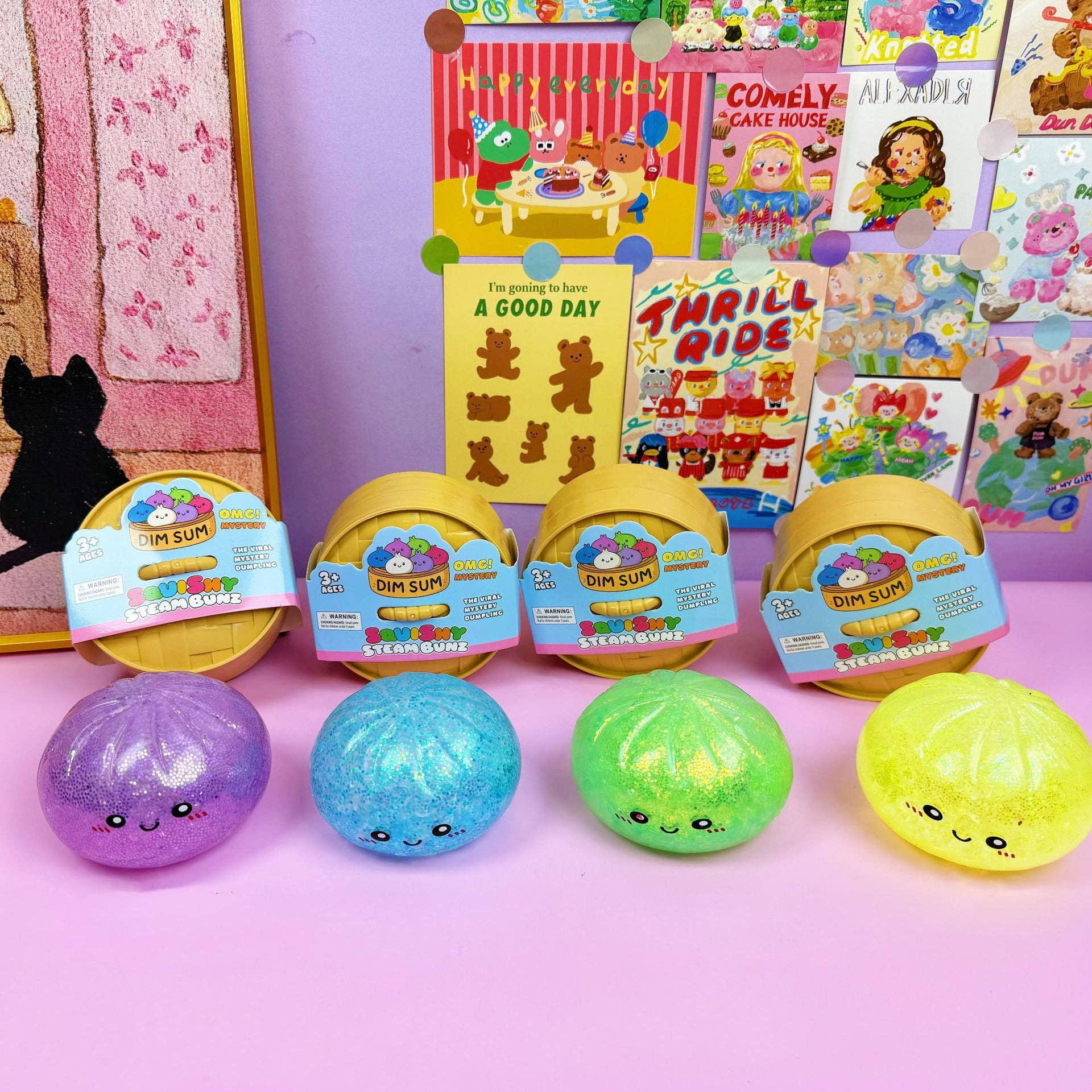 Glitter Bead Dumpling Shape Squishy Stress Relief Toy